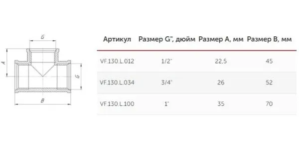 Тройник VALFEX ВР-ВР-ВР 1" (25/5) Тройник VALFEX ВР-ВР-ВР 1" (25/5)