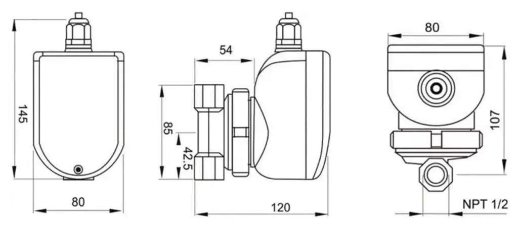 Габариты насоса   Габариты IBO CPI 15-15