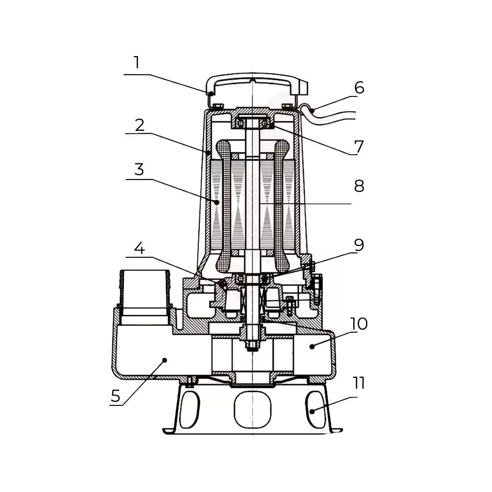 Схема фекального насоса IBO BIG 1500  Схема фекального насоса IBO BIG 1500