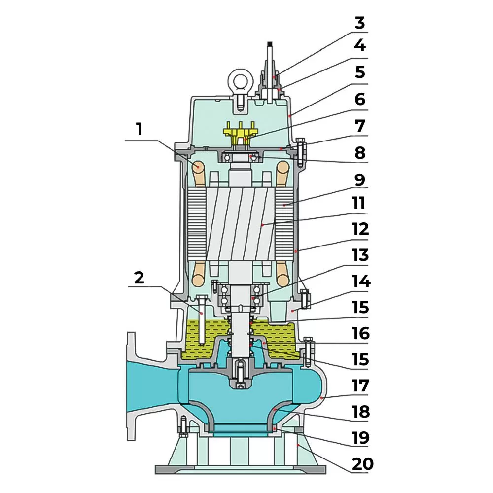 Схема фекального насоса MAXPUMP HYDRA 4P11  Схема фекального насоса MAXPUMP HYDRA 4P11