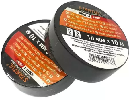 Изолента ПВХ 18мм 20м черная STARTUL Profi (ST9046-1) Изолента ПВХ 18мм 20м черная STARTUL Profi (ST9046-1)