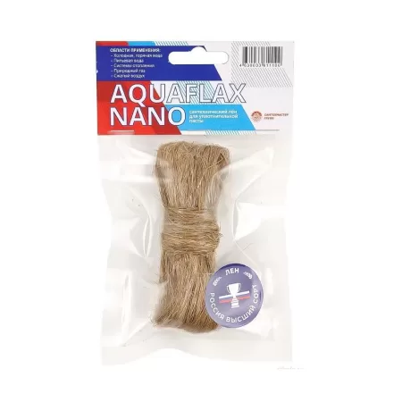 Уплотнительный материал лён Aquaflax Nano ЕВРО 50гр. Уплотнительный материал лён Aquaflax Nano ЕВРО 50гр.